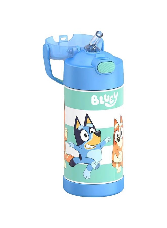 THERMOS FUNTAINER 12 Ounce Stainless Steel Vacuum Insulated Kids Straw Bottle, Bluey - Image 4